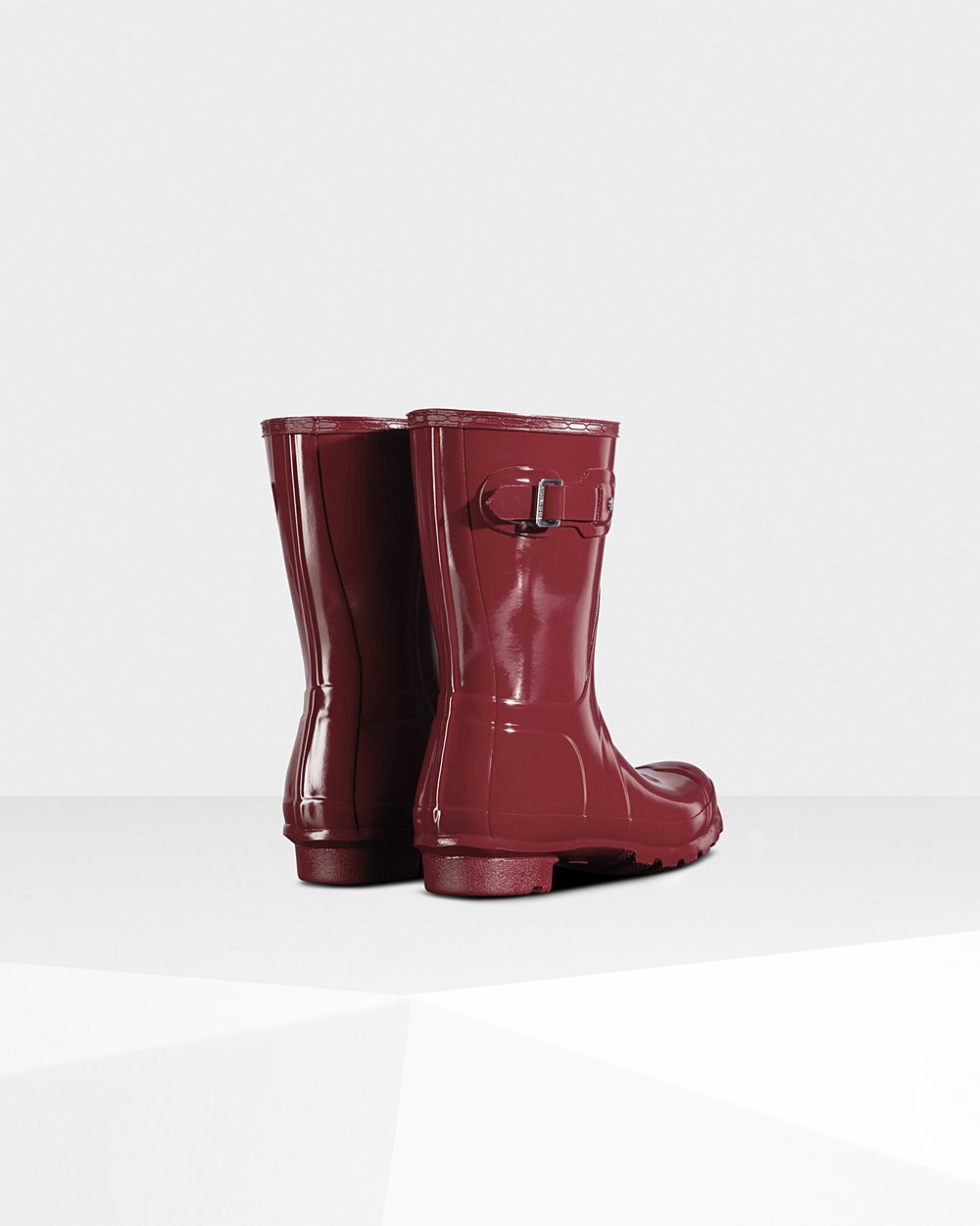 Galochas Curtas Hunter Feminina Cinzentas Vermelhas - Original Gloss - 75VMOJFXS